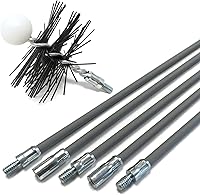 Vista 1 de Midwest Hearth Kit de cepillo redondo de chimenea para estufa de pellets de 3 pulgadas y varilla de chimenea de 20 pies