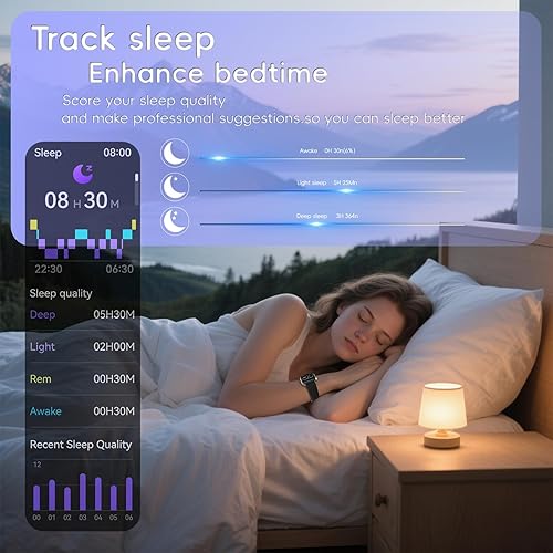 Miniatura 5 de Smartwatch para hombres y mujeres, reloj de fitness con monitor de pasos, IP68 impermeable rastreador de actividad, color negro