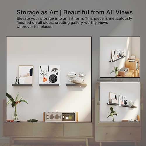 Miniatura 4 de Epock Juego de estantes flotantes para pared, diseño de soportes invisibles, juego de 2 a 12 pulgadas, estante de pared de metal para almacenamiento