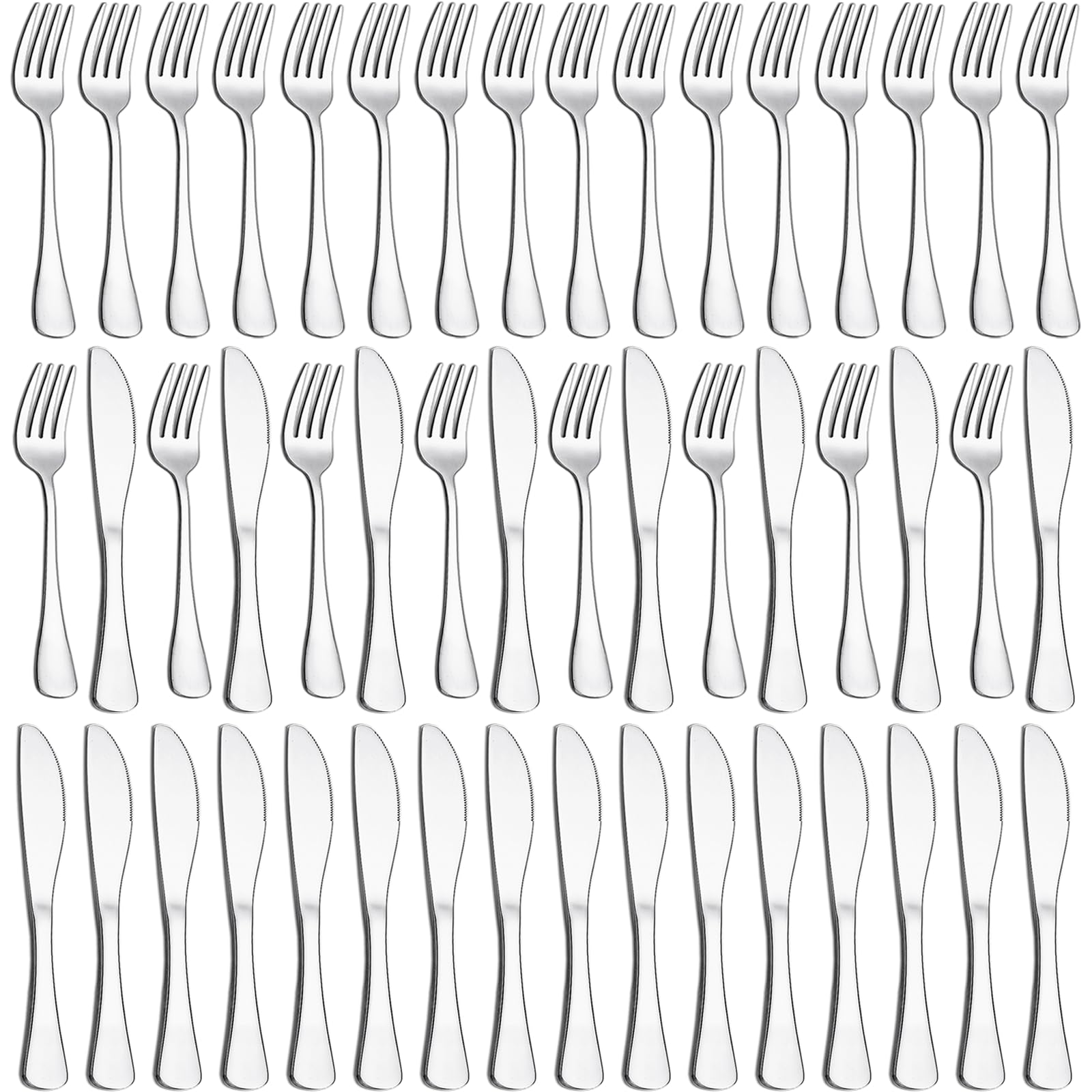 36P Knife and Fork Sets, PionStar Stainless Steel Cutlery Set for 18 People, Forks Set of 18 & Knives Set of 18, Dishwasher Safe/Mirror Polished, Silverware Set Include Knife and Fork — image 1