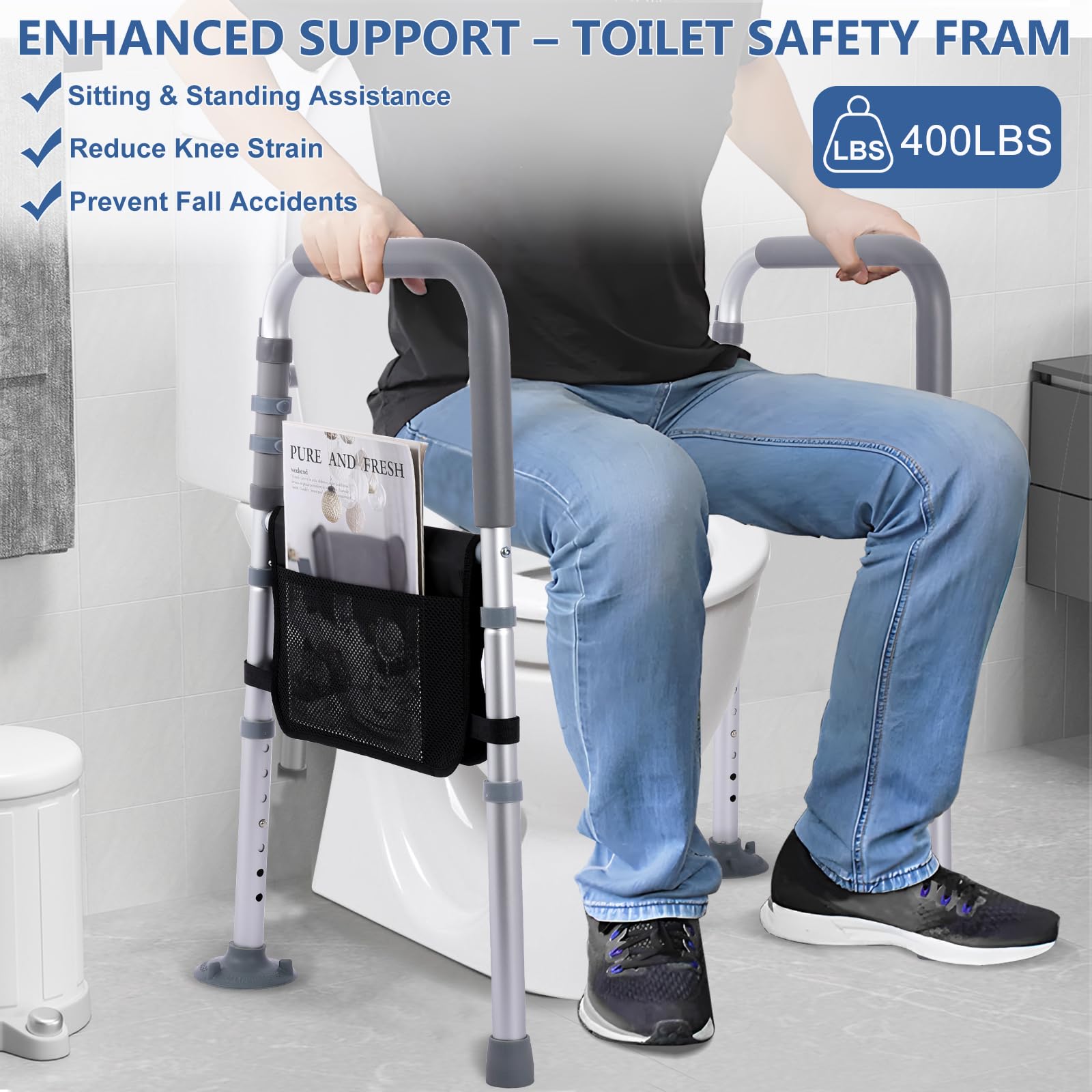 Toilet Riser With Safety Frame Toilet Safety Rails KPEPIX Adjustable Toilet Safety Frame - Stand Alone ...