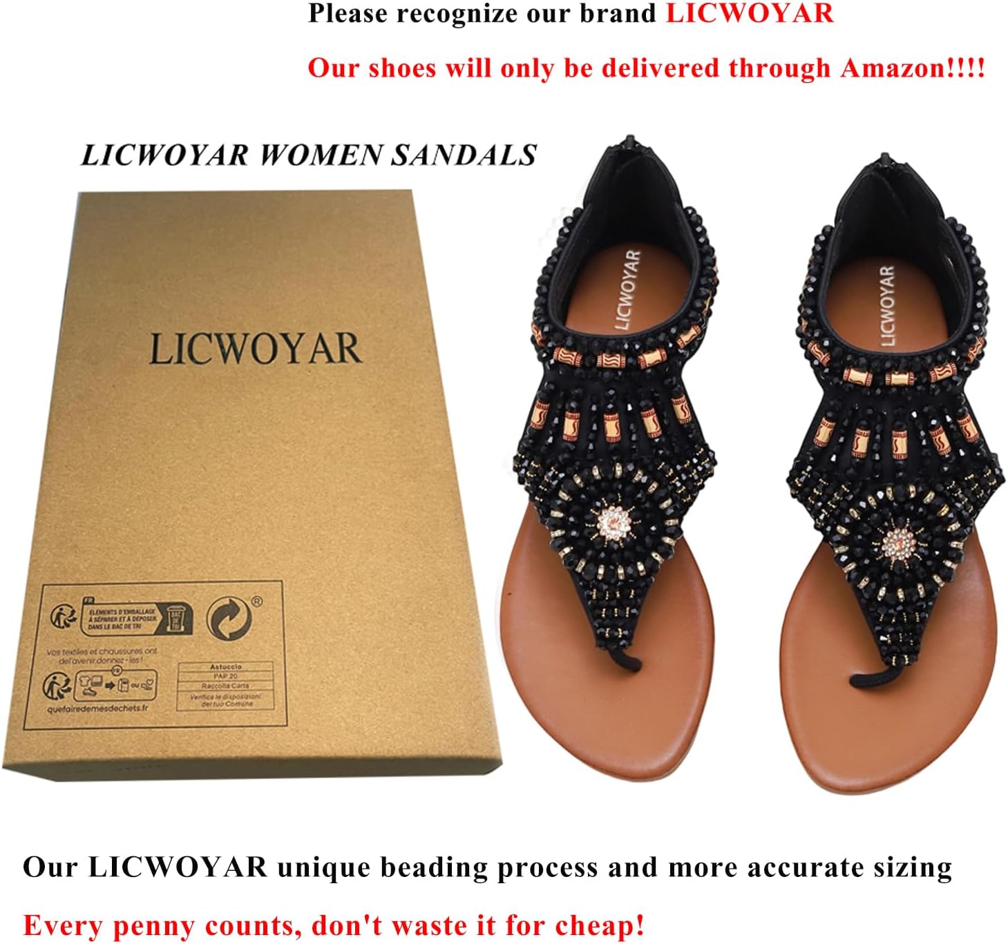 Women's Flat Sandals Womens Sandals Bohemian Dressy Casual Summer Flats Shoes Open Toe Zipper Beach Sandal - Image 5