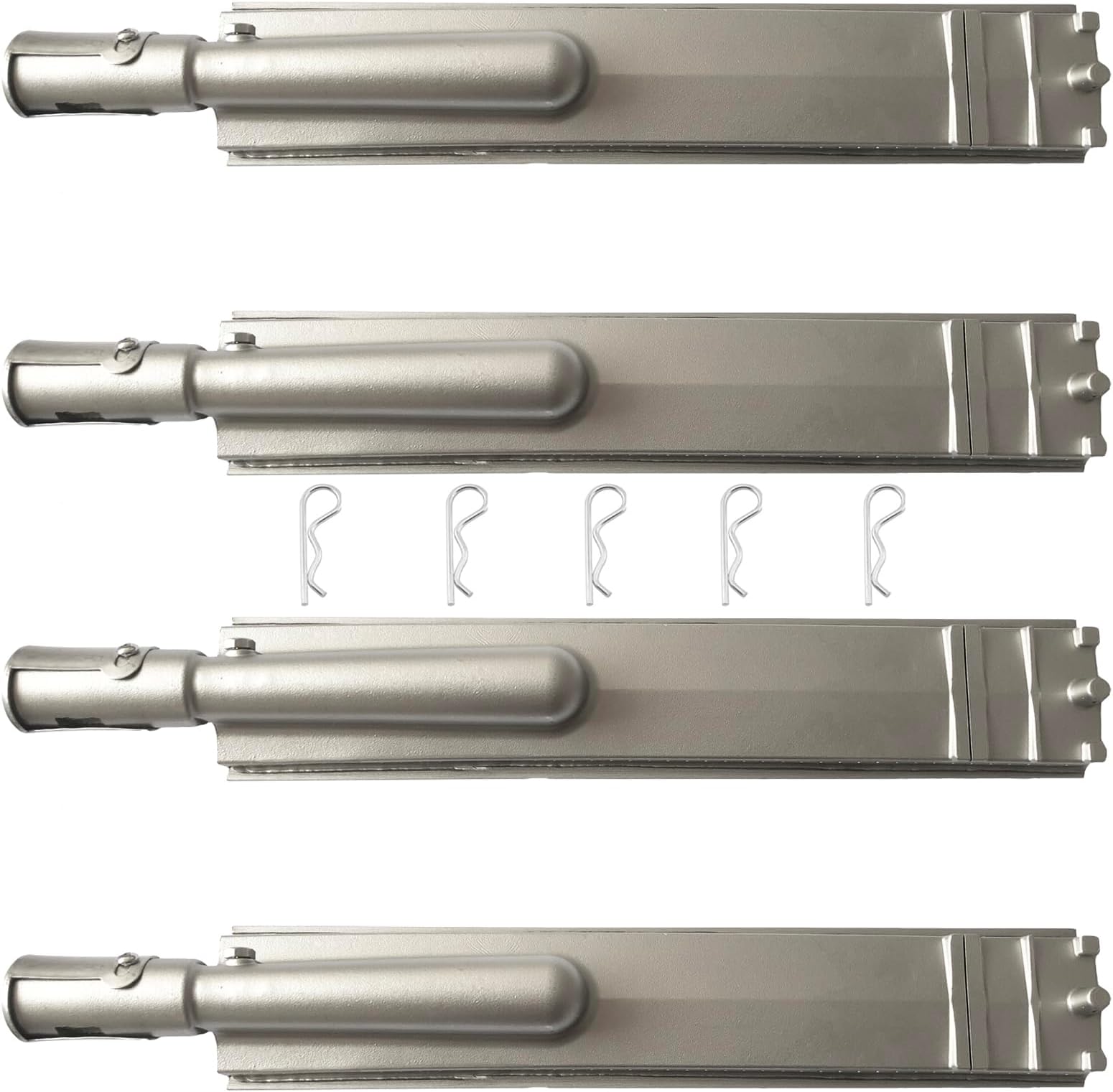 4 Pack Upgraded 15 13/16 Inch Cast Stainless Steel Burner Gas Grill Replacement Parts for Jennair 720-0061, 720-0062, 720-0063, 720-0100, Nexgrill 720-0671, 720-0165, Charbroil Cal Flame Beefeater