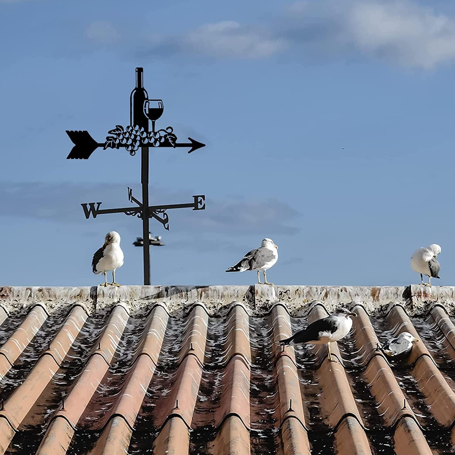 Weather Vane Creative Wine Glass Weathervane Classic Wind Vane Decoration Weather Vane Outdoor Farmhouse Garden Patio Yard Roof Ornament Weathervanes