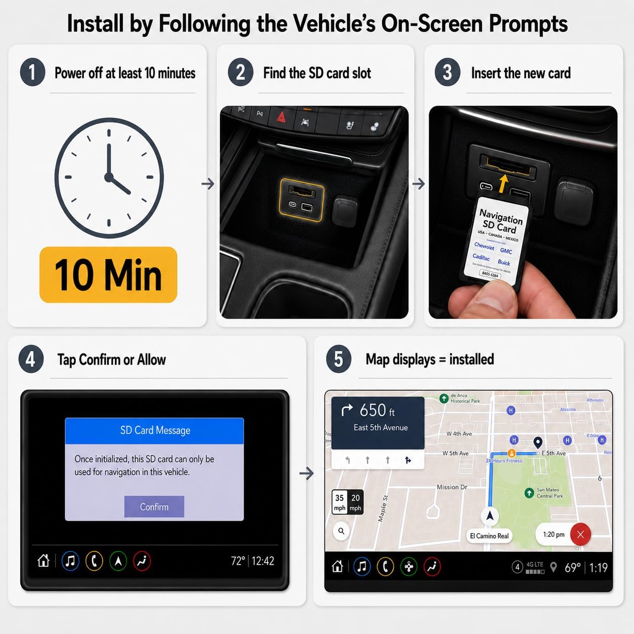 Anture 2026 GM Navigation SD Card Part 85856394, Compatible with Select Chevrolet GMC Cadillac Buick, USA CAN MEX Map Data, Support HUD Speed Limit