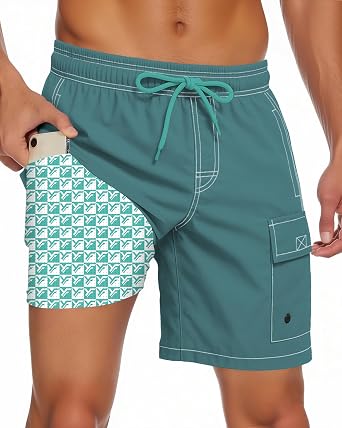 Mens Swim Trunks Quick Dry with Mesh Lining Chlorine Resistant Swim Shorts