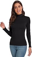 Vista 4 de Camisetas de manga larga con cuello alto falso para mujer, ajustadas, básicas, para mujer