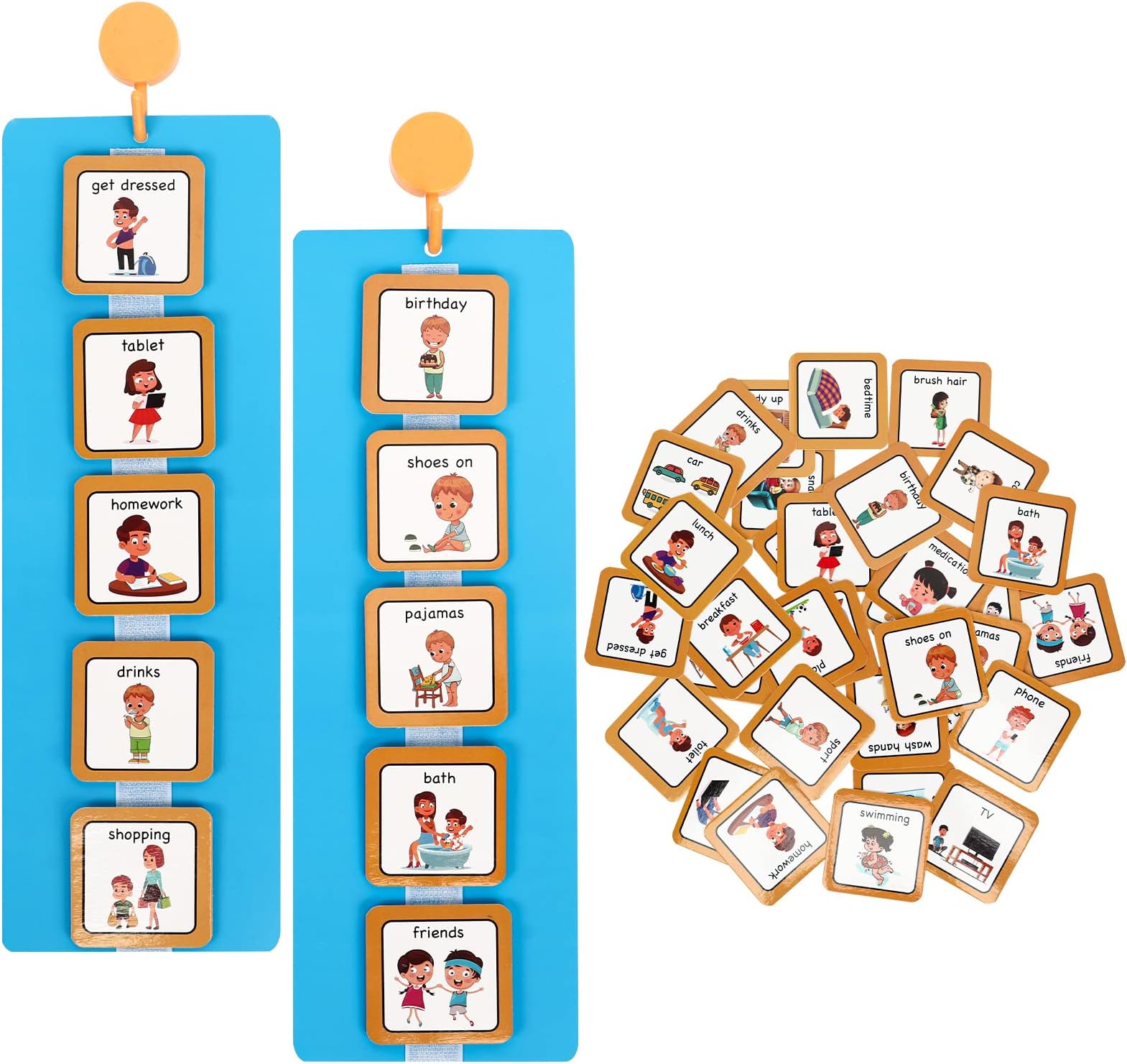 43 Pieces Visual Schedule for Kids with Autism, Daily Schedule Pocket Charts, Picture Chore Chart for Aspergers, Autism, ADHD, Send, Speech and Language