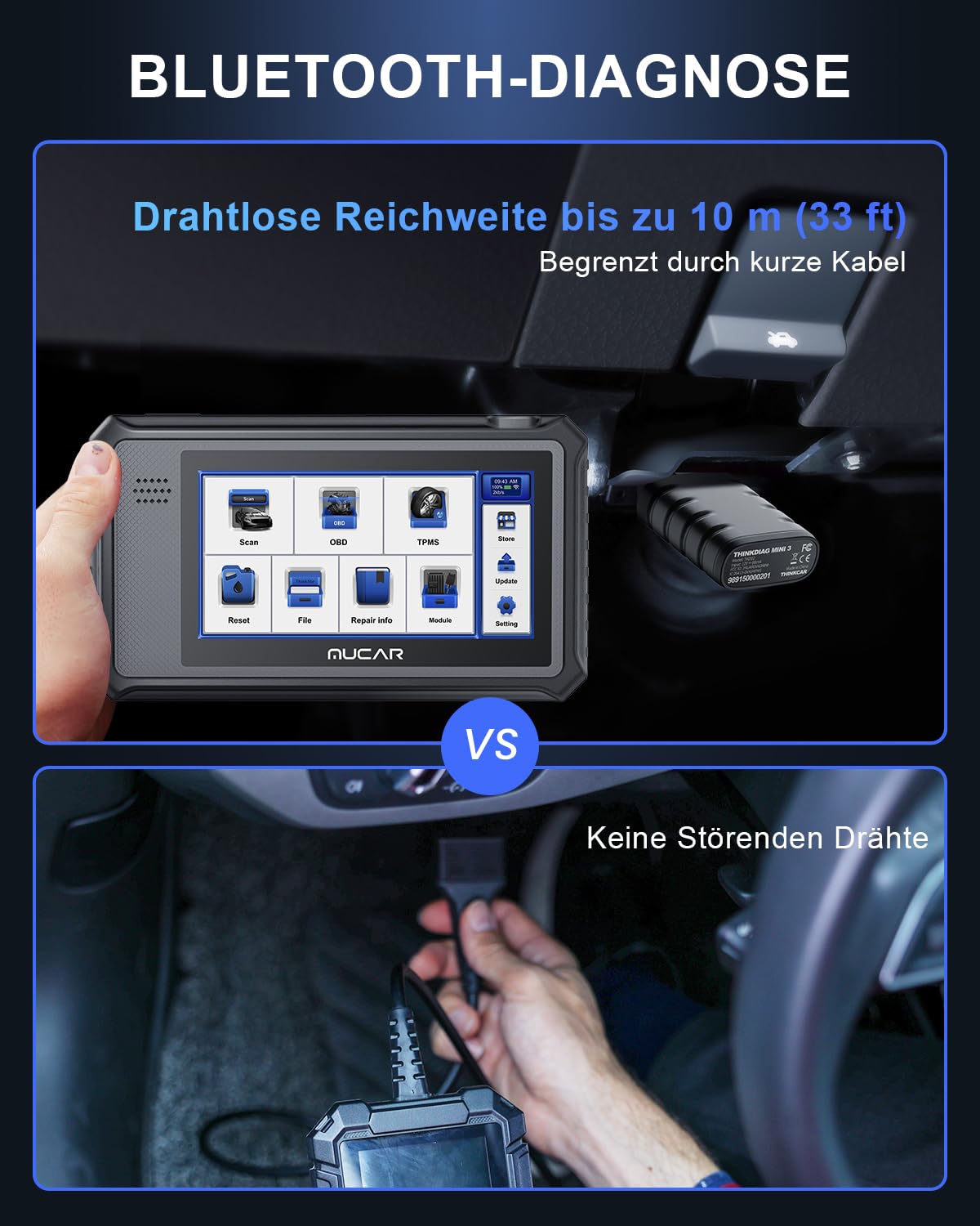 OBD2 Diagnosegerät, MUCAR VO6 Diagnosegerät Auto, Für Alle Fahrzeuge Mit & Alle Systemdiagnosen Und 28 +Reset-Funktion, Kfz Auslesegerät Mit AutoVIN, Android 10.0