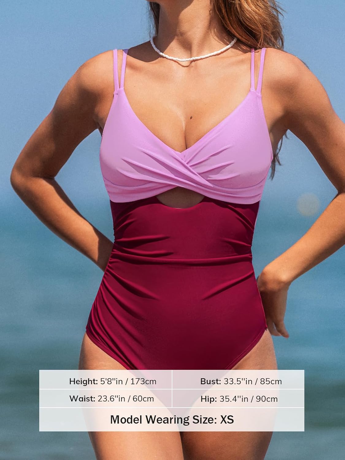 CUPSHE Women's One Piece Swimsuit V Neck Twist Bathing Suit Adjustable Double Straps Cutout Crisscross Back Self Tie - Image 4