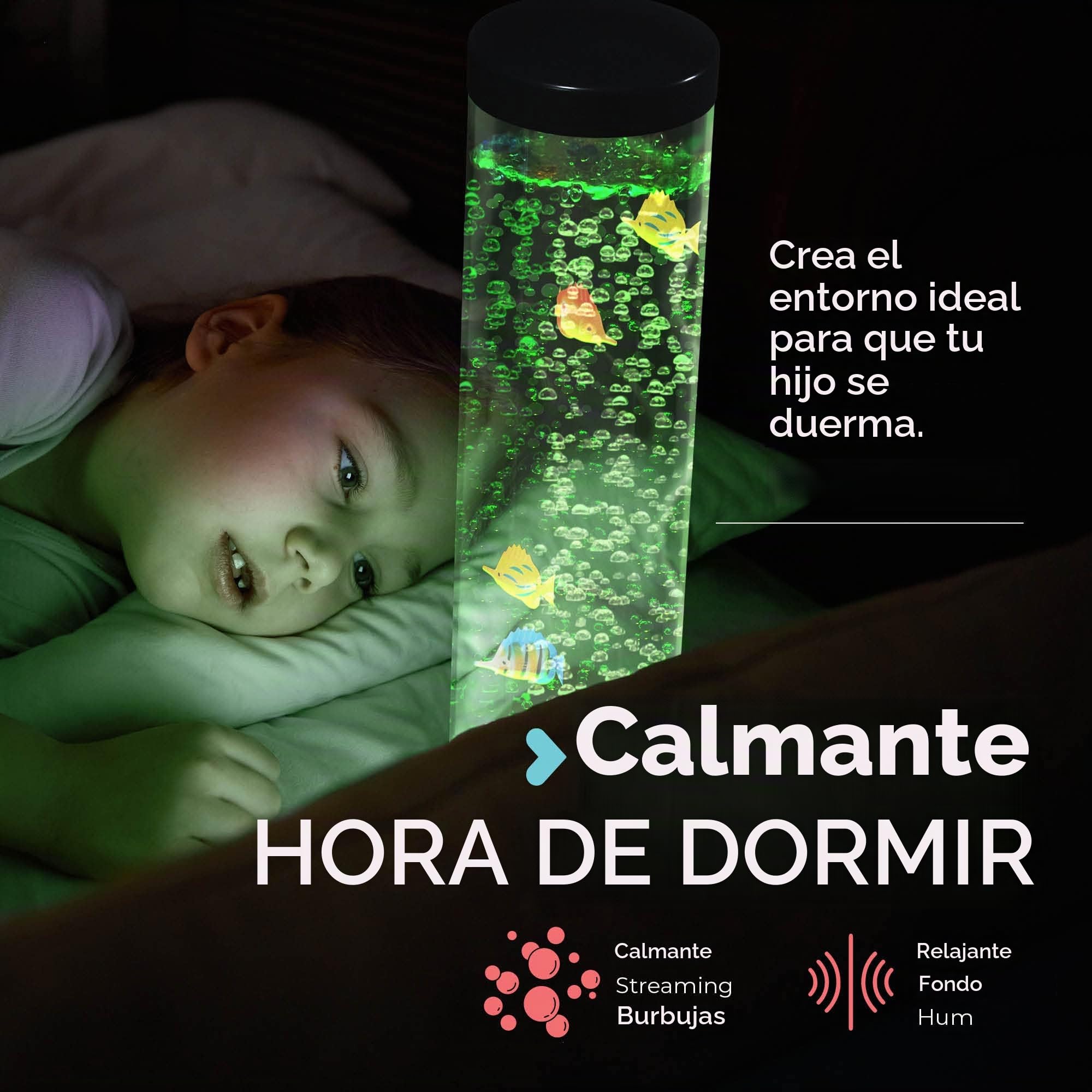 Playlearn - Lámpara LED (105 cm), diseño de tubo con peces, color negro