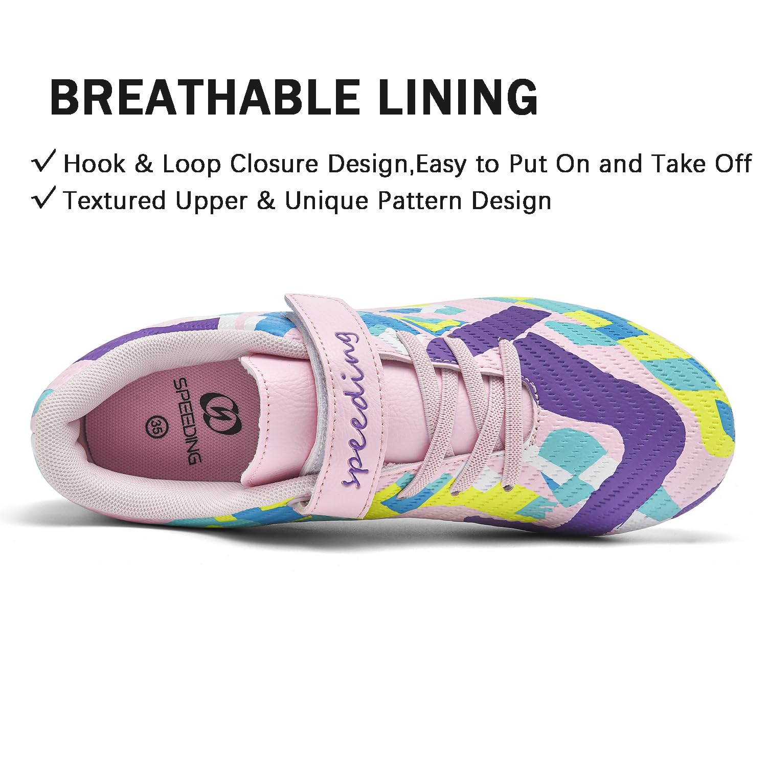 Supnumu Boys & Girls Soccer Cleats for Firm Ground & Artificial Turf - Youth Outdoor Football Training Shoes for Kids, Soccer Shoes for Girls Boys Kids Purple