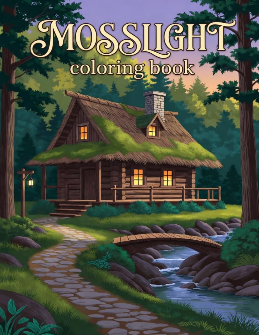 MOSSLIGHT Coloring Book: Simple & Relaxing Woodland Scenes for Adults and Teens