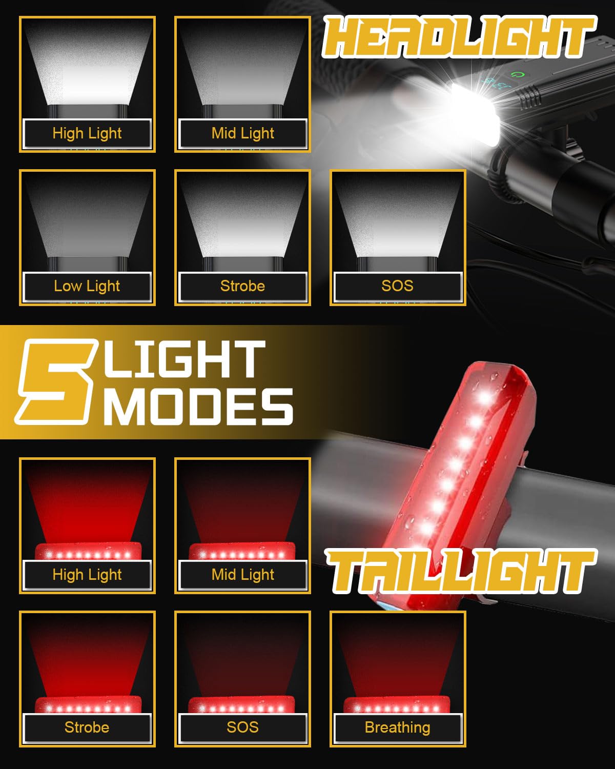 Lumiere Velo, USB Rechargeable Avant Et Arrière Vélo Lumière