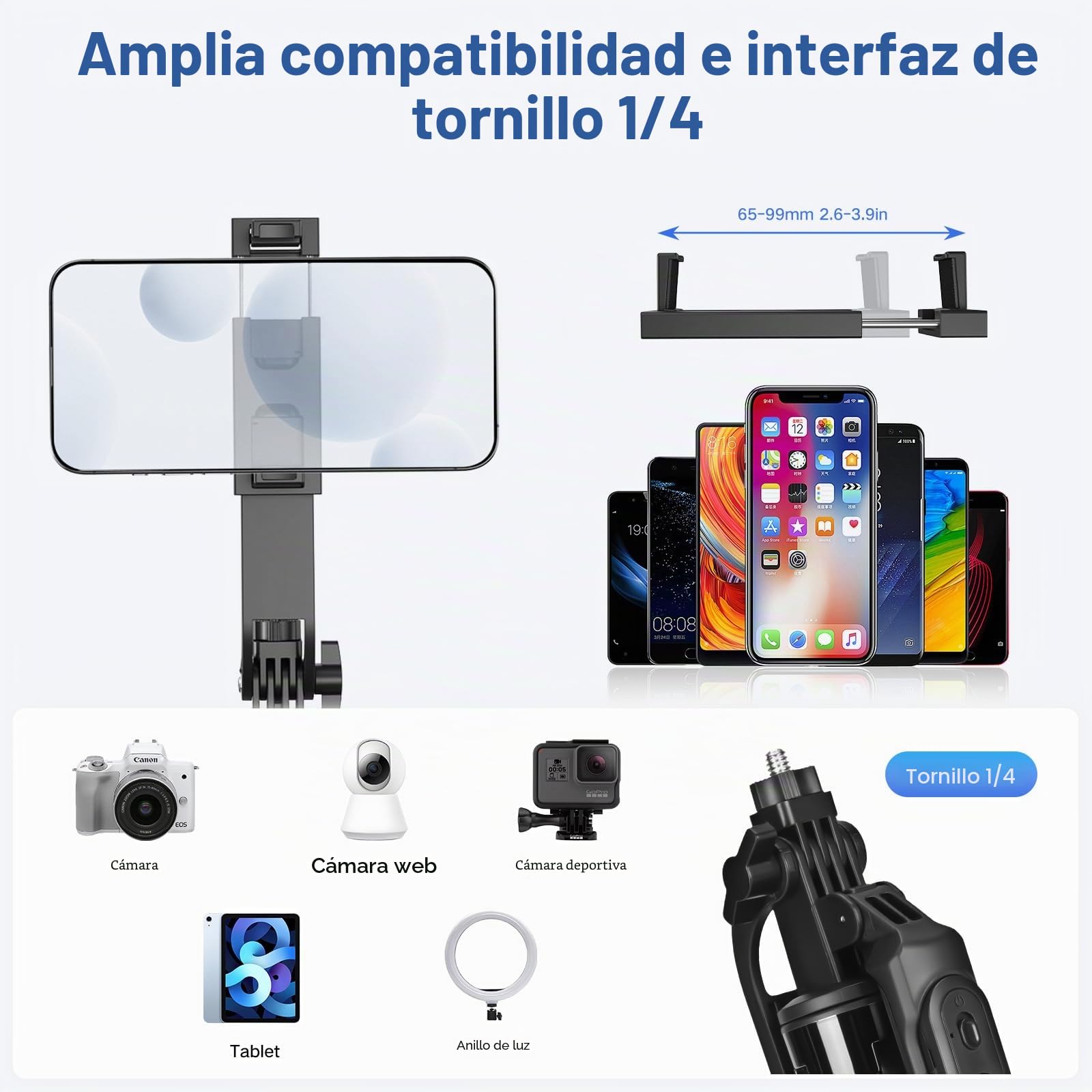 Kit de vlogging para Creadores de Contenido para iPhone/Android, Palo Selfie de 180 cm con 2 Luz y Micrófono, Trípode para Smartphone, Kit de Inicio para TikTok/Youtube