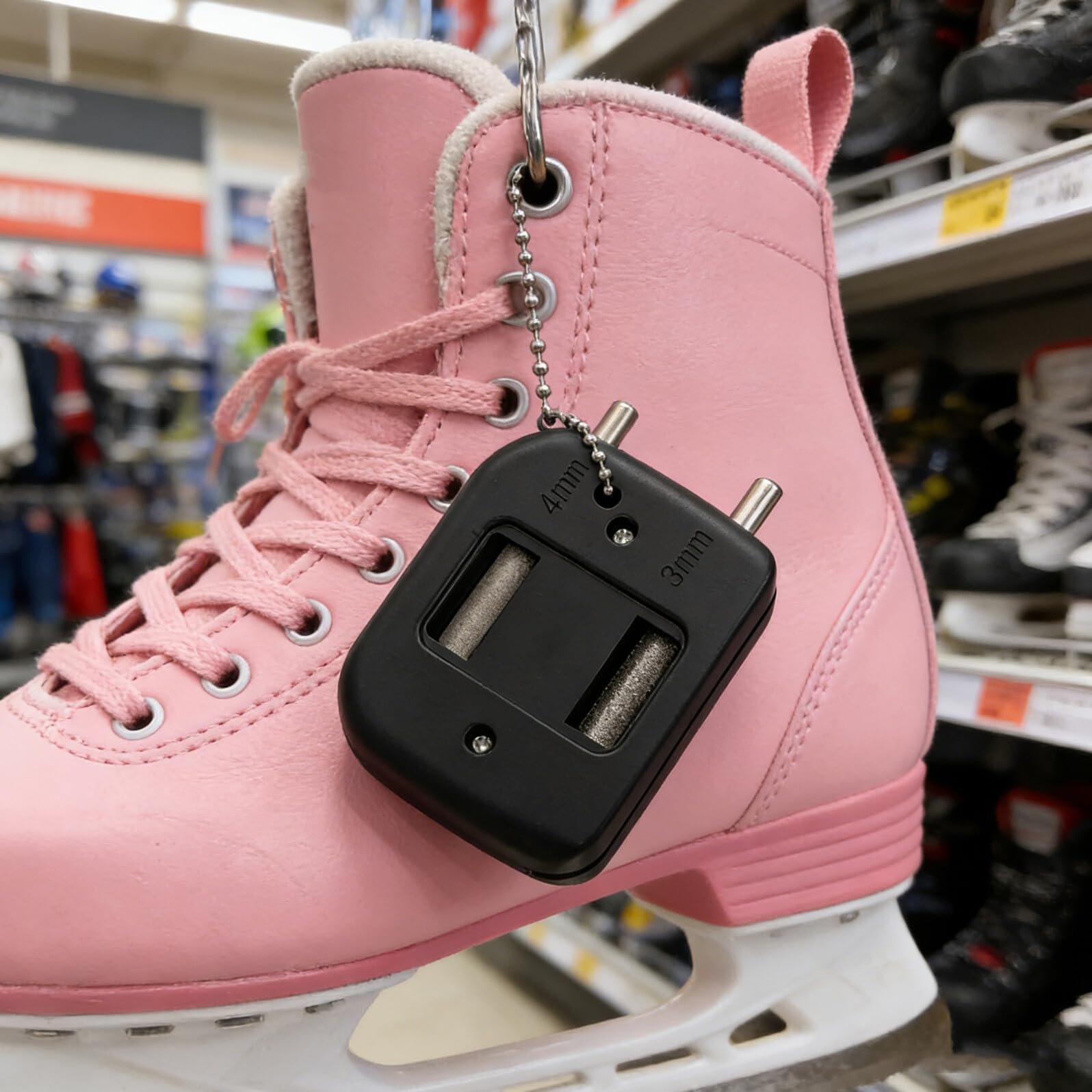 BESTonZON Schnellschleifer für Eishockeyschlittschuhe mit Ergonomischem Griff Kompakter Schleifstein für Breite Kufen Tragbarer Kantenschärfer für Eiskunstlauf und Hockey