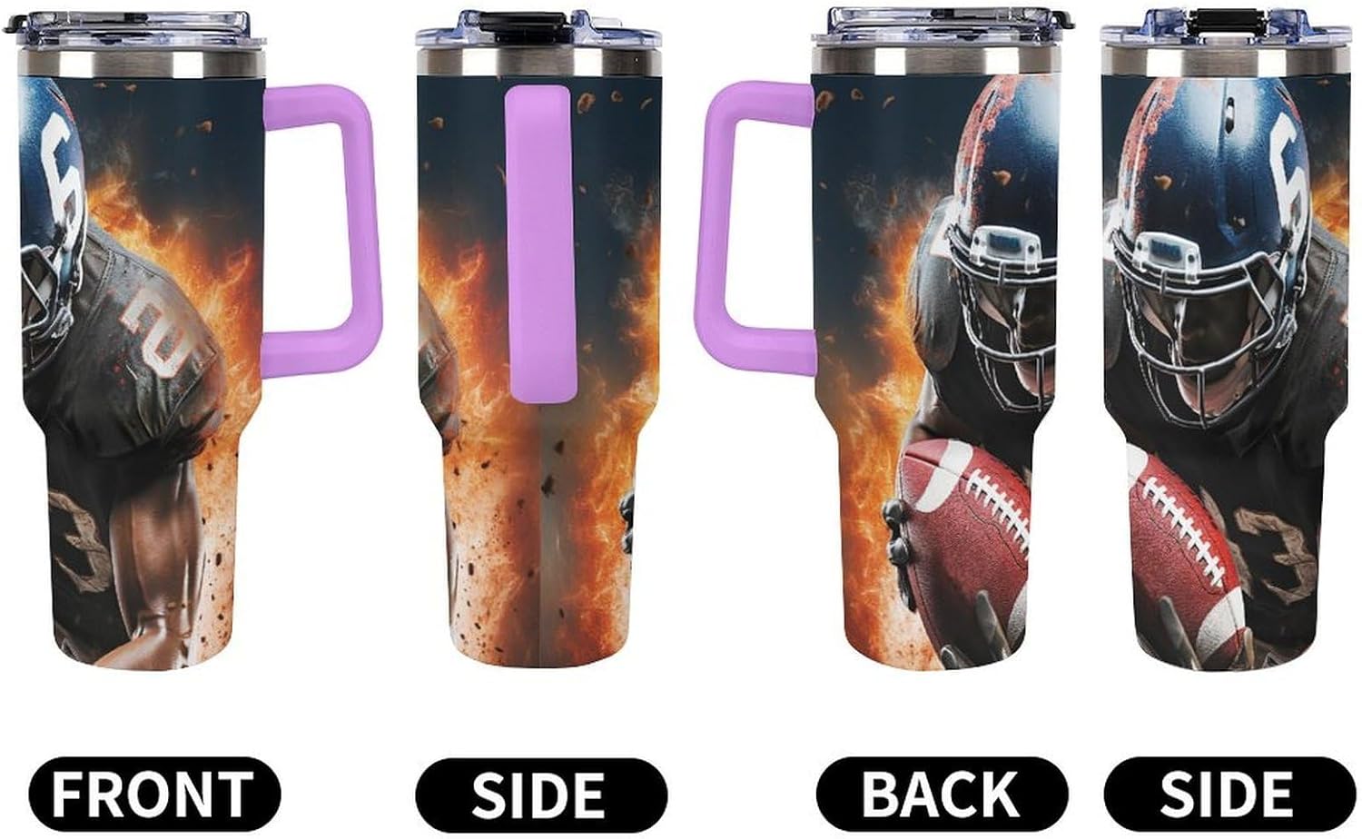 40 Oz Stainless Steel Tumbler with Straw - Leakproof Lid | BPA-Free | Cup Holder Friendly, Cool American Football Coffee Cup Vacuum Insulated Travel Mug for Hot & Cold Drinks