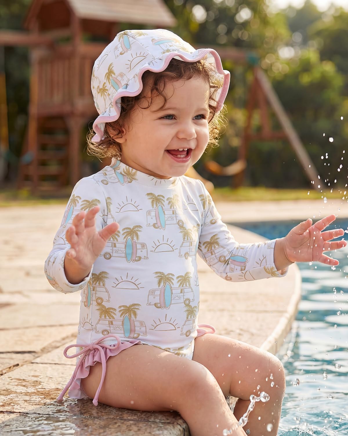 WYTbaby Uv Vestiti Bambino Ragazza Un Pezzo Manica Lunga Costume Da Bagno Hawaii Volant Uv Costumi Da Bagno Ragazza 0-24 Mesi