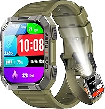 IOWODO SmartWatch Uomo，2.01“ Militari Smart Watch con Torcia/900mAh Batteria/2 Cinturini/Bussola/SpO2/100 Sportive/Cardiofrequenzimetro/Sonno,Orologio Fitness Tracker per iOS/Andriod