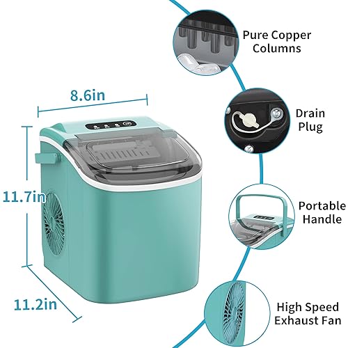 Miniatura 5 de COWSAR Máquina de hielo portátil para máquina de hielo con autolimpieza, 26.5 libras24 horas, 6 minutos9 piezas de hielo bala, cuchara de hielo y