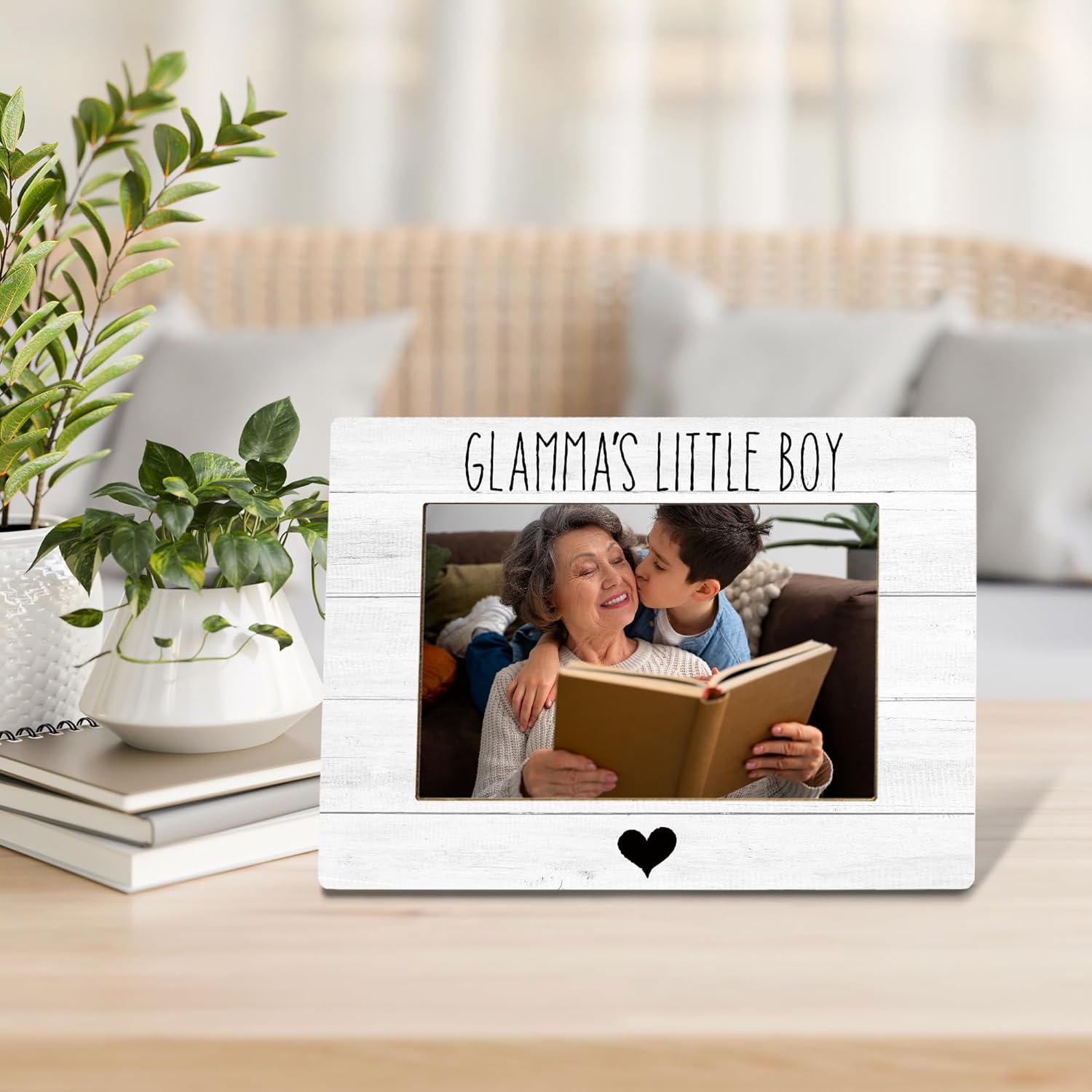 Glamma's Grandma Gifts From Grandson Picture Frame, Grandma Gifts for Mother's Day, Glamma's Little Boy Photo Frame 4X6, Grandfather Wooden Photo Picture Frames for Desk Tabletop Decor - Image 4