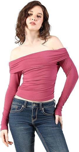 SHOWOFFFF Edition Women’s Pink Off-Shoulder Top-CHN-9859-1_Pink-P