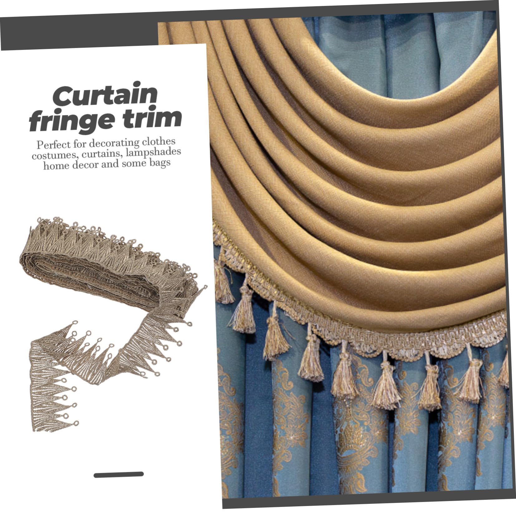Fringe Dentelle Dorée Pour Rideaux Finition Décorative Pour Couture Et Artisanat Yards De Bordure Élégante Pour Projets Et Décorations De Maison