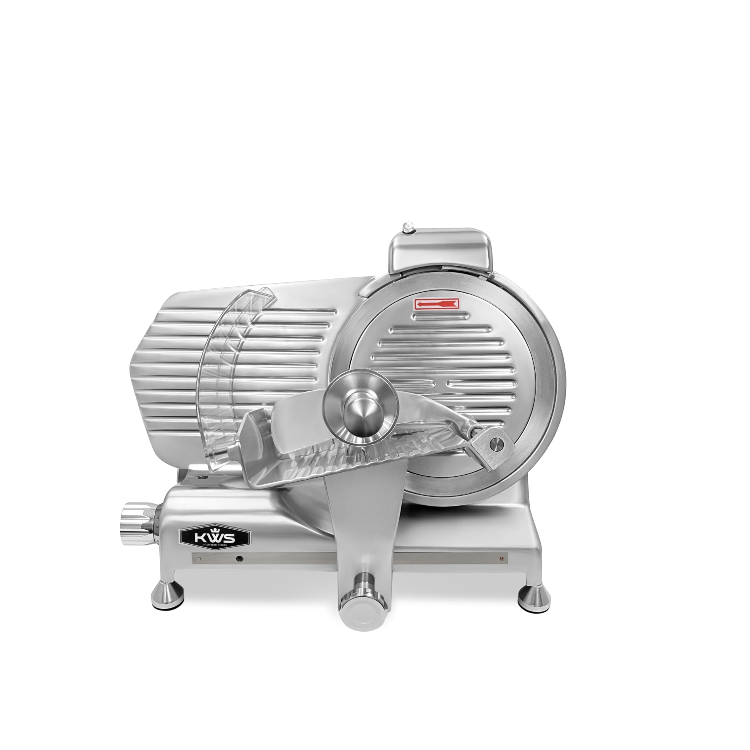 KWS Deluxe Commercial 320w Electric Meat Slicer 10" Triple Safety Locks + Anodized Aluminum Base with Stainless Steel Blade, Frozen Meat/ Cheese/ Food Slicer Low Noises Commercial and Home Use