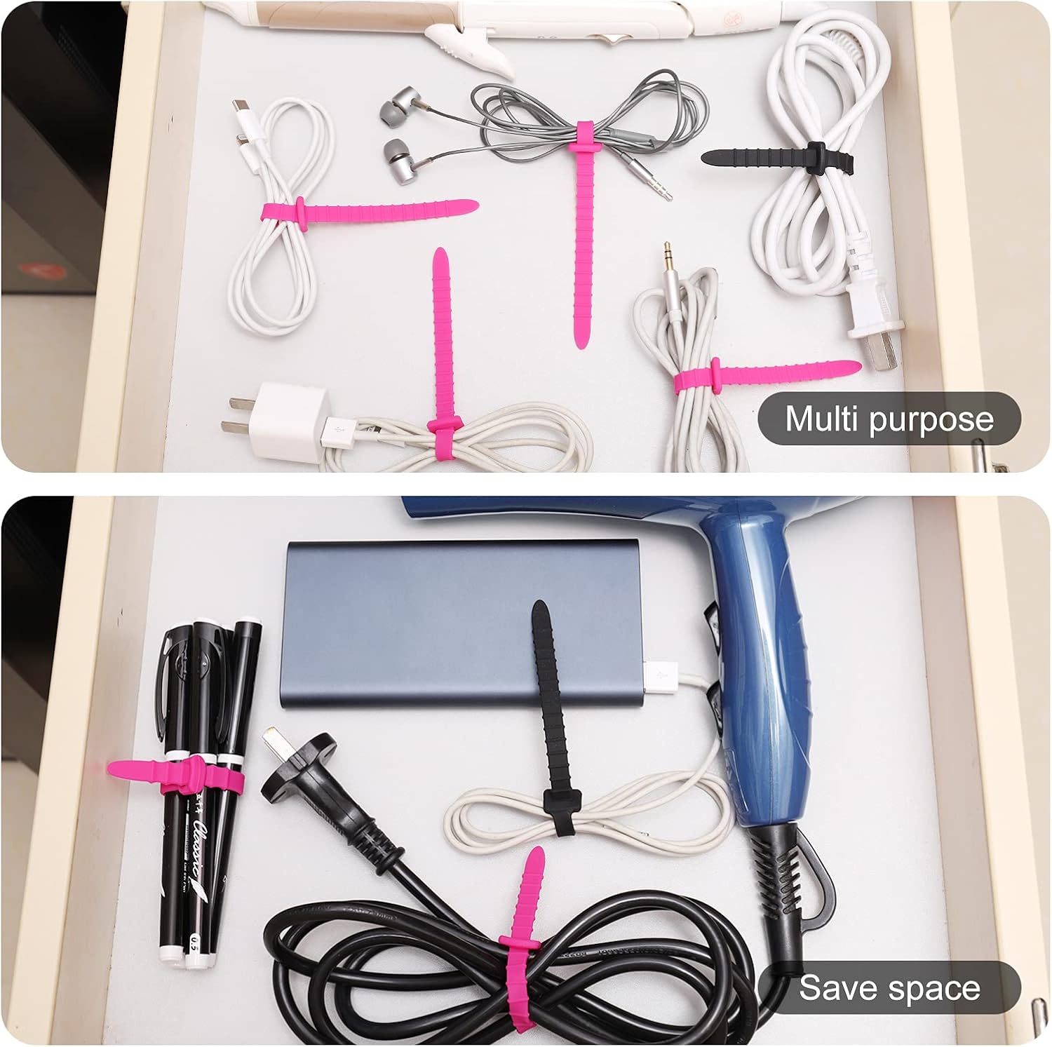 Silicone Cable Ties Reusable MR. YLLS Cord Straps Management Wires Keeper Organizer Holder 20 Pack: Home Improvement