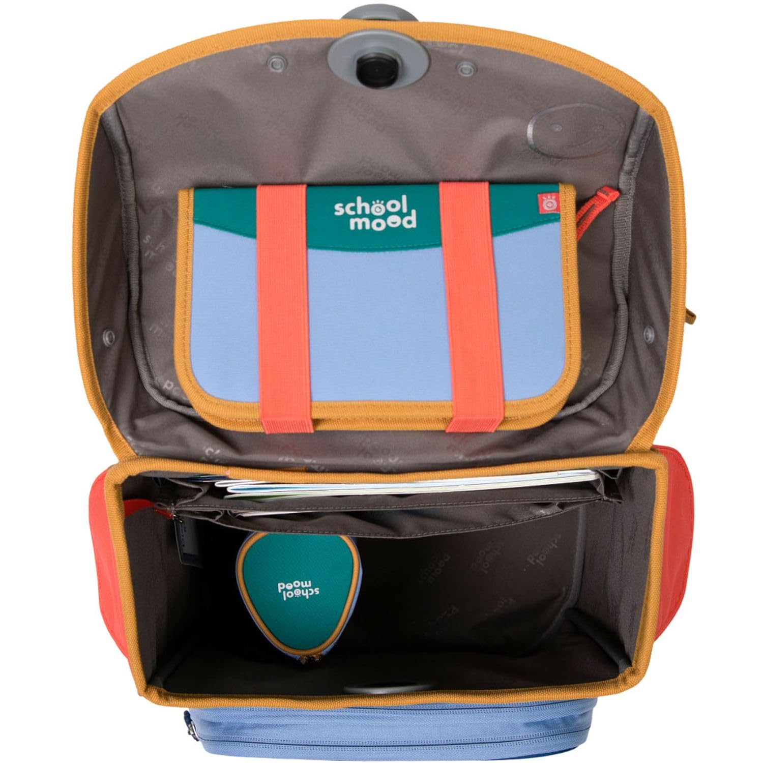 SCHOOL-MOOD Timeless Pro Schulranzenset 7-teilig 23,5L Stauraum, ergonomisches Easy Fit System für 1 m bis 1,50 m Körpergröße, standfest, wasserabweisender Stoff mit Reflektoren (Happy Sapphire)