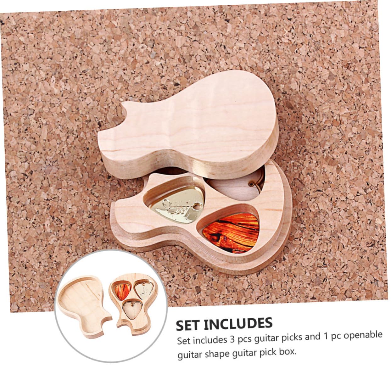 Abaodam 3sätze Handgefertigte Plectrum-Box Aus Ahornholz Mit Gitarren-Picks Praktisches Gitarrenzubehör Für Musikliebhaber Und Gitarristen Stilvolle Und Natürliche Aufbewahrungslösung