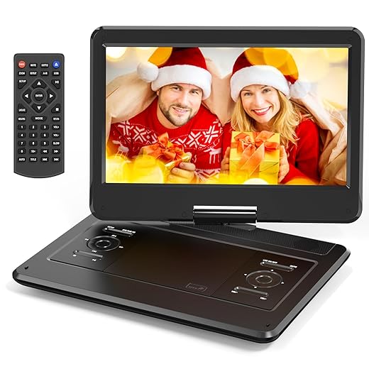 16.9" Portable DVD Player with 14.1" Large HD Screen, 4-6 Hours Rechargeable Battery, Car DVD Player,Regions Free,Dual Speakers, Support CD/DVD/SD Card/USB,[Not Support Blu-Ray]…