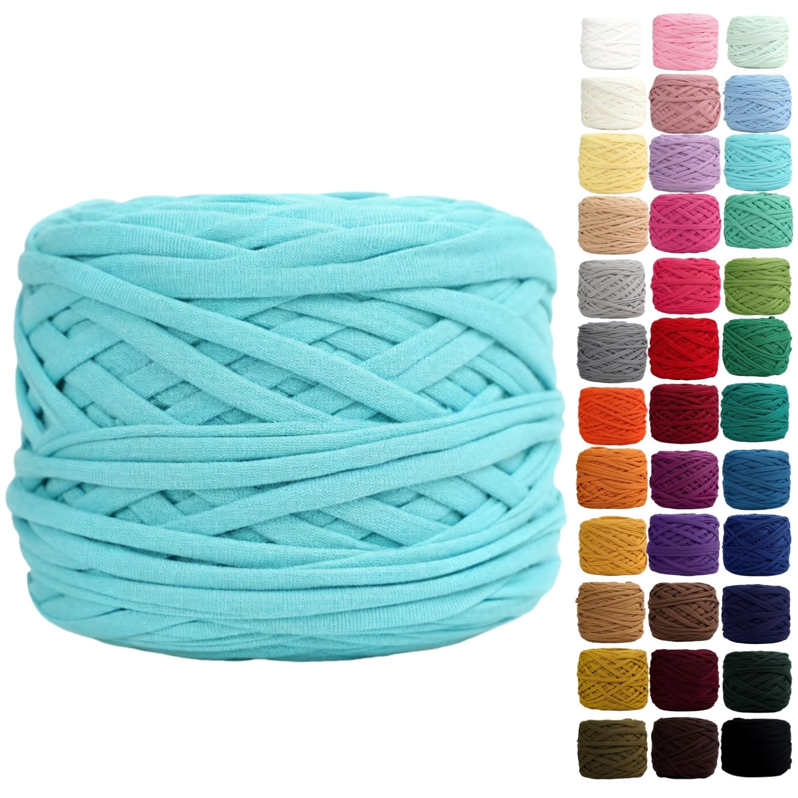 Binwat T Shirt Yarn for Crocheting 150m Elastic Ribbon Yarn Thick Crochet Fabric Yarn, Knitting T-Shirt Yarn for Crochet Bag/Blanket/Basket, DIY Crafts Projects, Home Decor (Light Blue) — image 1