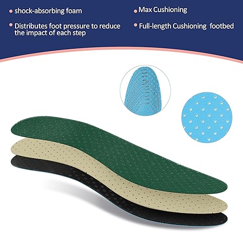 Miniatura 5 de Haysandy 12 pares de plantillas de zapatos para mujer, plantillas de látex delgadas y transpirables con agujeros, amortiguación ultra suave,