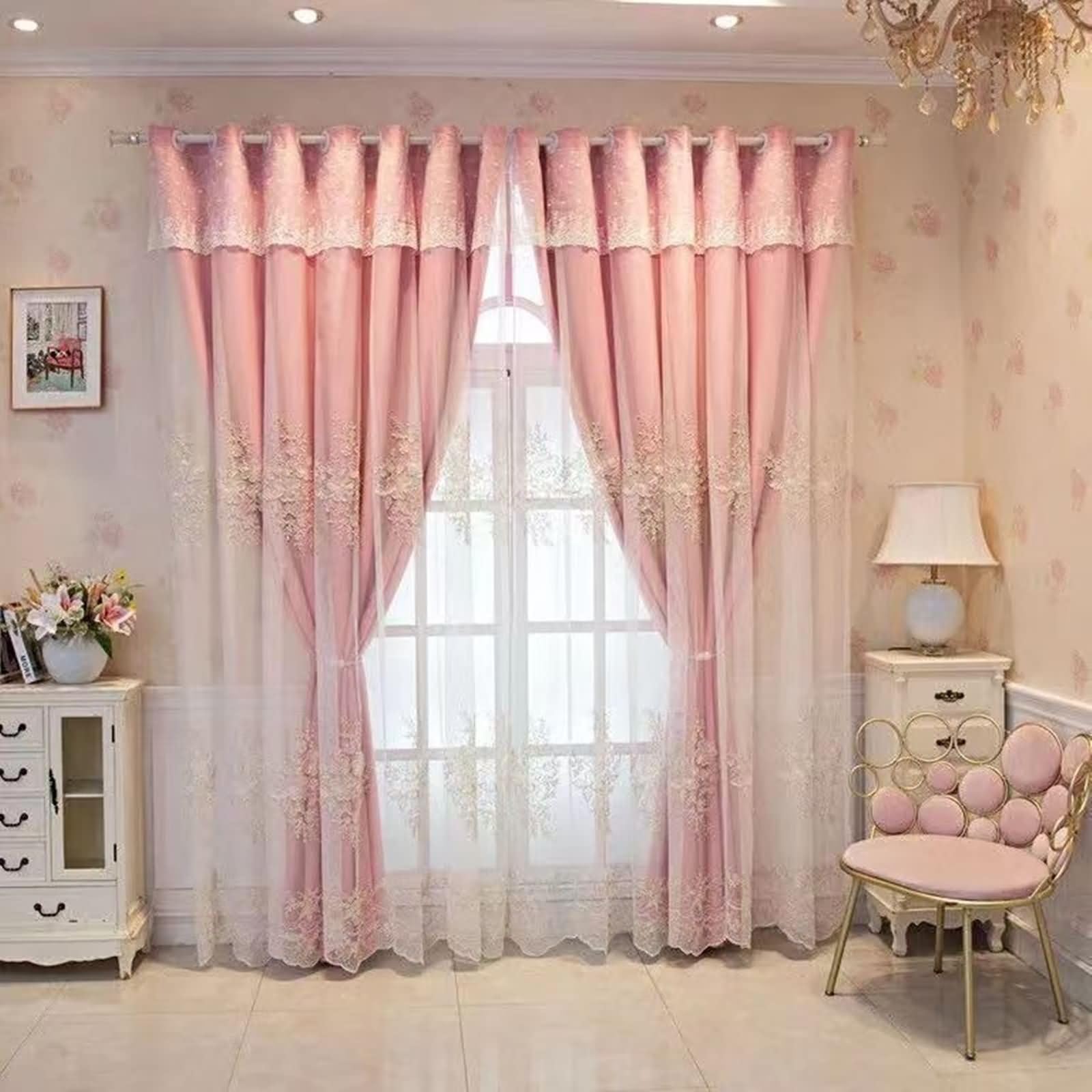 Rideau occultant pour chambre Beydodo rose anti-lumière 2 pcs