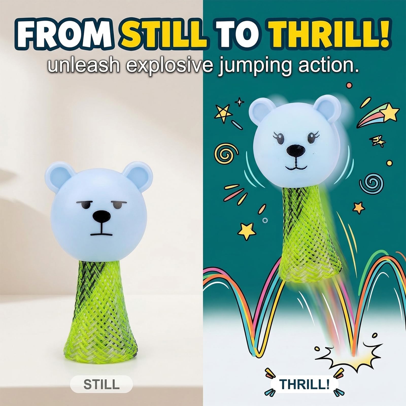 10 Pezzi Giocattoli Saltellanti per Bambini - Mini Mostriciattoli a Molla in Colori Casuali, Gadget Compleanno Regalini Fine Festa Ideali per Pignatta e Sacchetti Regalo - 5