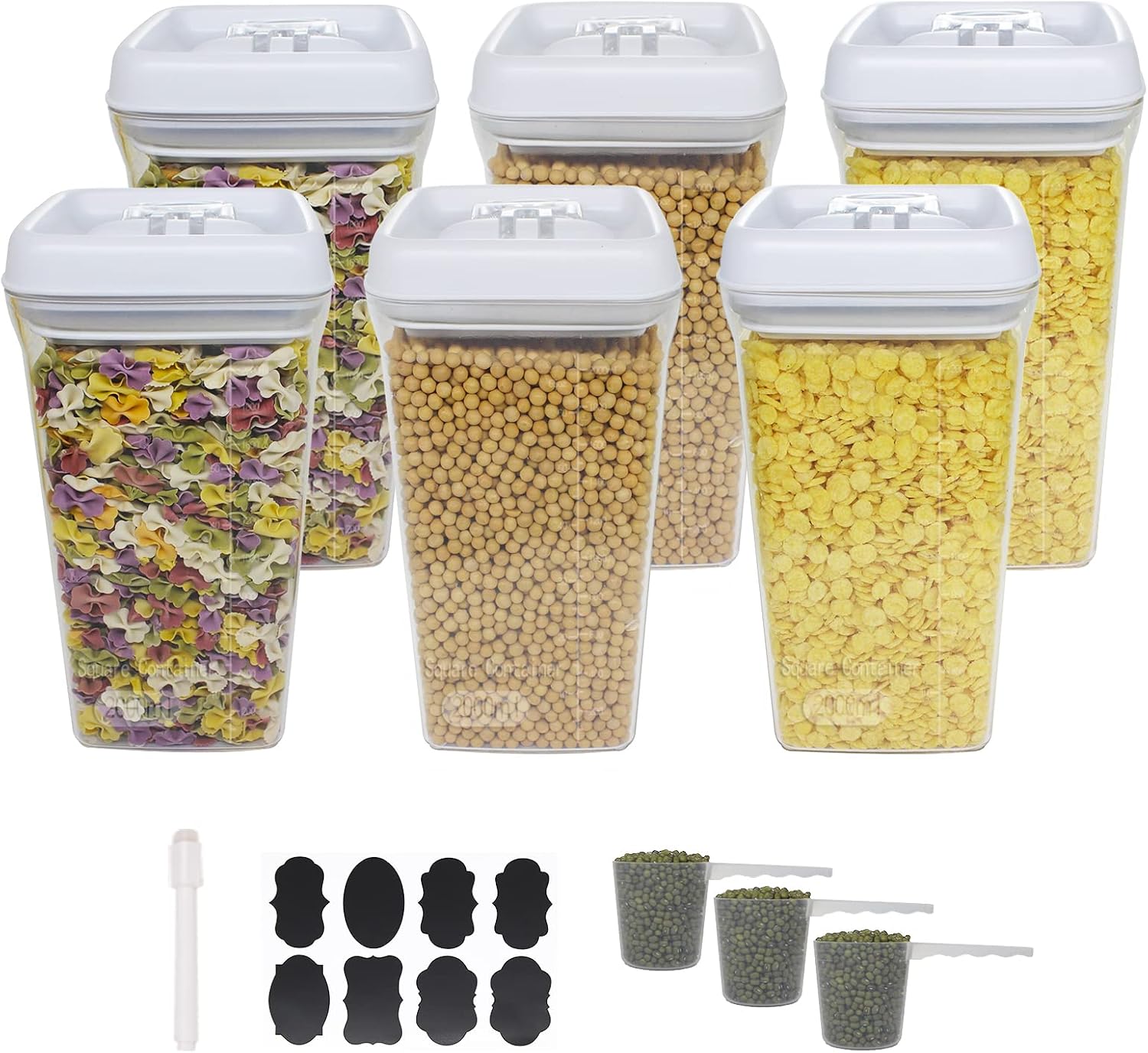 Amazon.co.jp BPFY 6 Pack Large Cereal Containers Storage Set, 2L/67oz