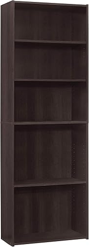 Miniatura 5 de Monarch Specialties I BOOKCASE-72 H/Estantería gris con 5 estantes, gris Gris,Marrón,Blanco