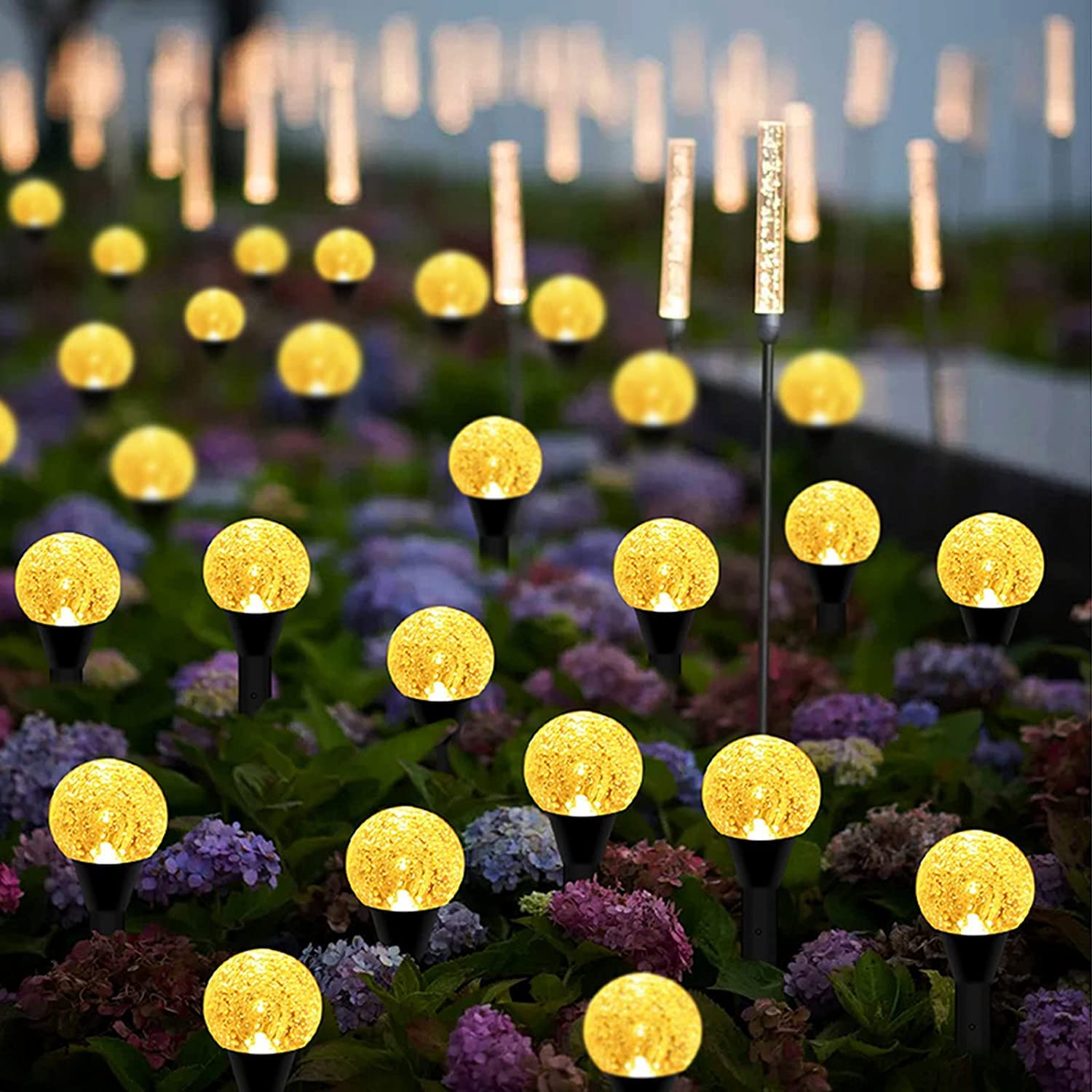 Lampada solare da giardino 10 in 1 Mini Bubble decorativa, 8 modalità di lampada sferica solare impermeabile per esterni, adatta per San Valentino, cortile, prato, feste, matrimoni (bianco caldo)