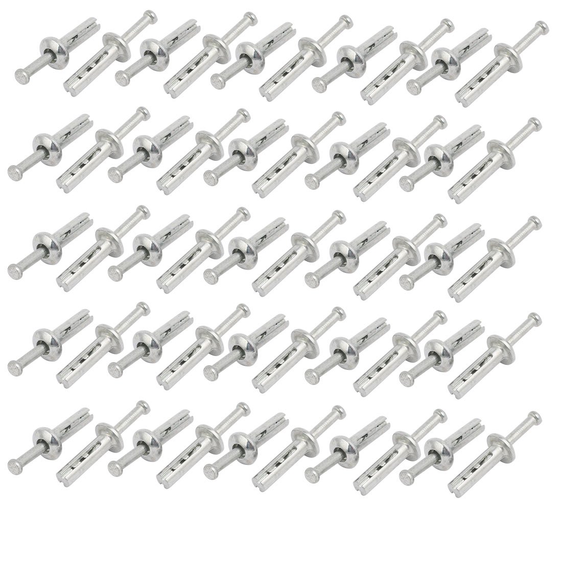 Aexit 1/4-inch Punch fastener Dia 1-inch Depth Zinc Alloy Drive Anchor Silver Tone 50pcs Model:40as403qo308