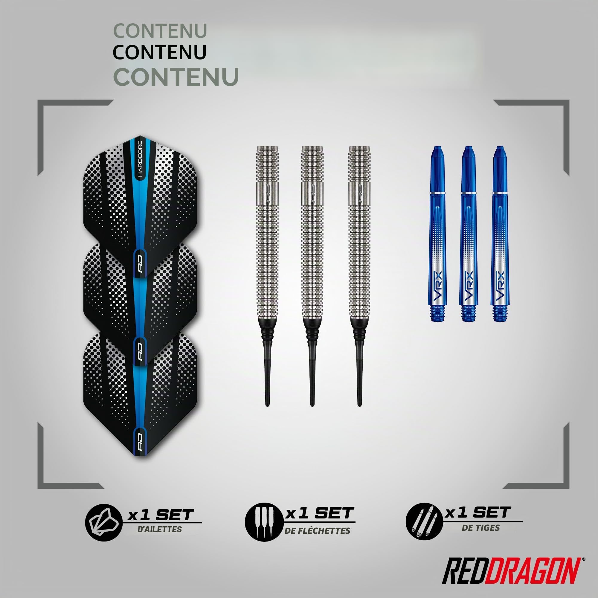 Red Dragon Defender 19g Baril 21g Poids Total Pointe Souple 90% Tungstène Jeu de fléchettes