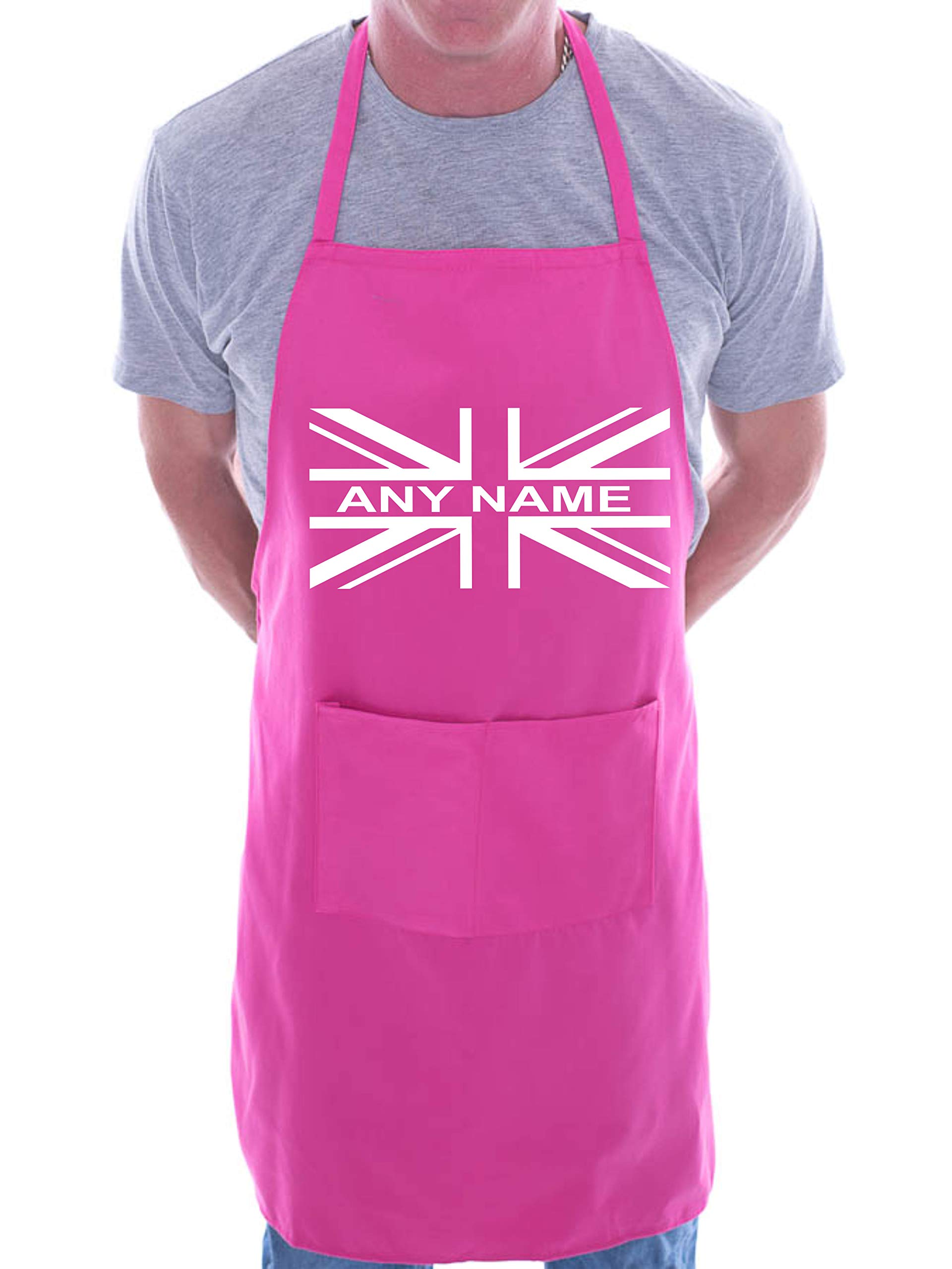 Print4U Adult Personalised Apron Union Jack Any Name Pink