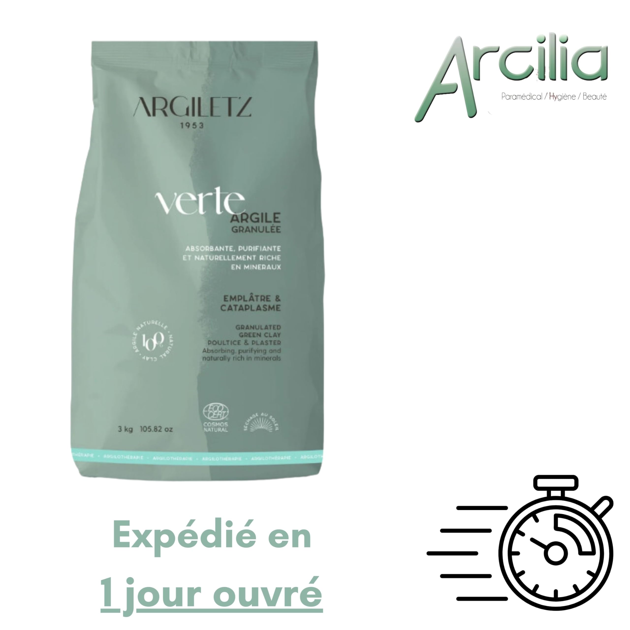 Argiletz Argile Verte Concassée 3kg Lot de 2 - Cataplasmes, Soin d'Argile