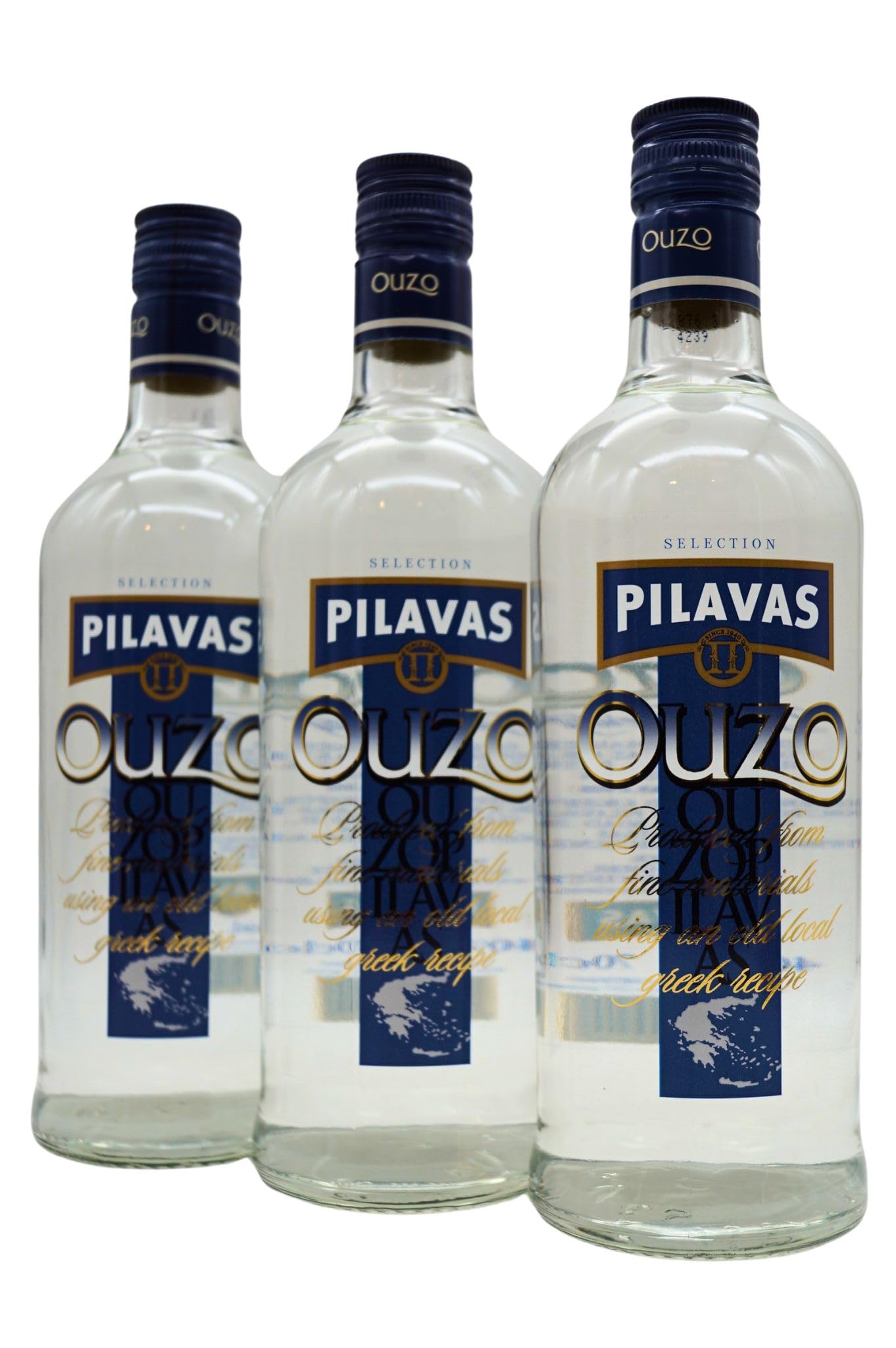 Pilavas Ouzo Selection 3x0,7L | 40% Traditioneller griechischer Anisschnaps, doppelt destilliert, 3x700 ml – Perfekt als Aperitif oder zu mediterranen Speisen