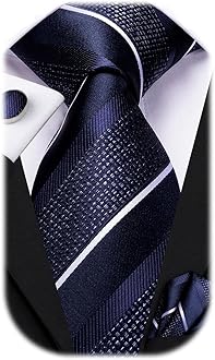 Mens Paisley Striped Tie WOVEN Necktie for Men and Handkerchief Cufflinks Set Wedding Formal Business