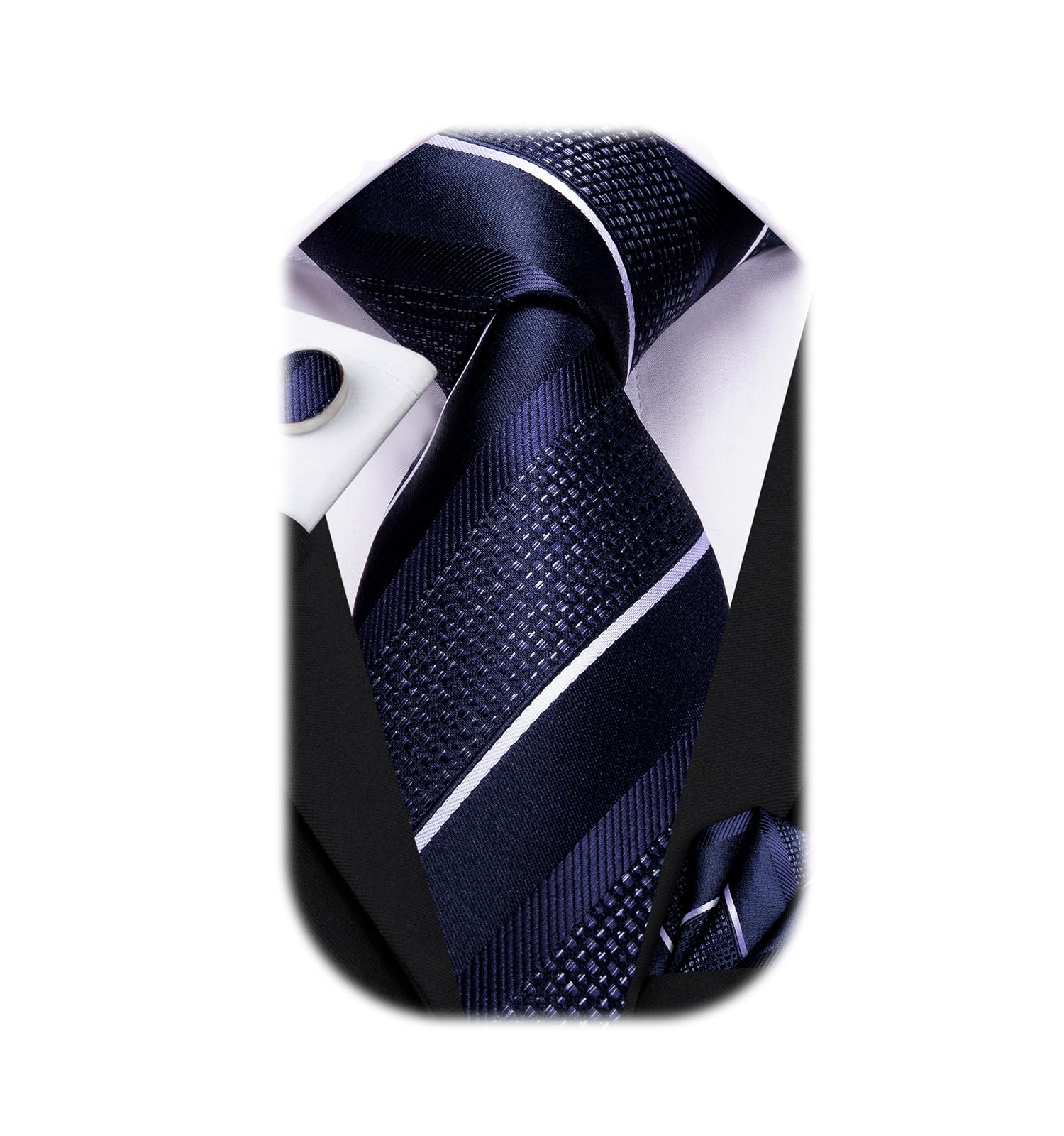 Mens Paisley Striped Tie WOVEN Necktie for Men and Handkerchief Cufflinks Set Wedding Formal Business