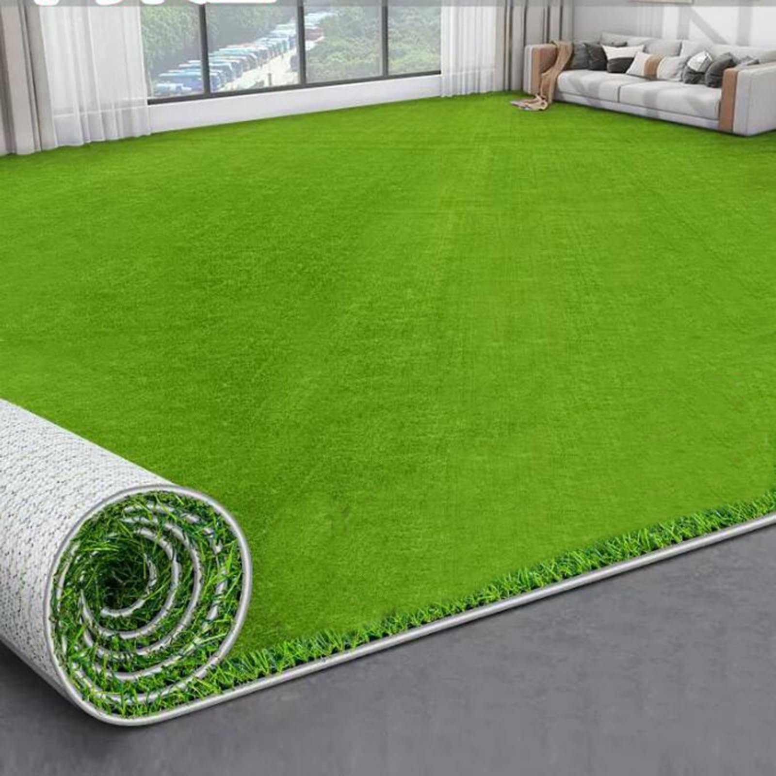 Tappeto in Erba Sintetica di Alta qualità per Esterni, per balconi e Prati, 2 m x 2 m, Spesso e Resistente, per Uso Interno ed Esterno.
