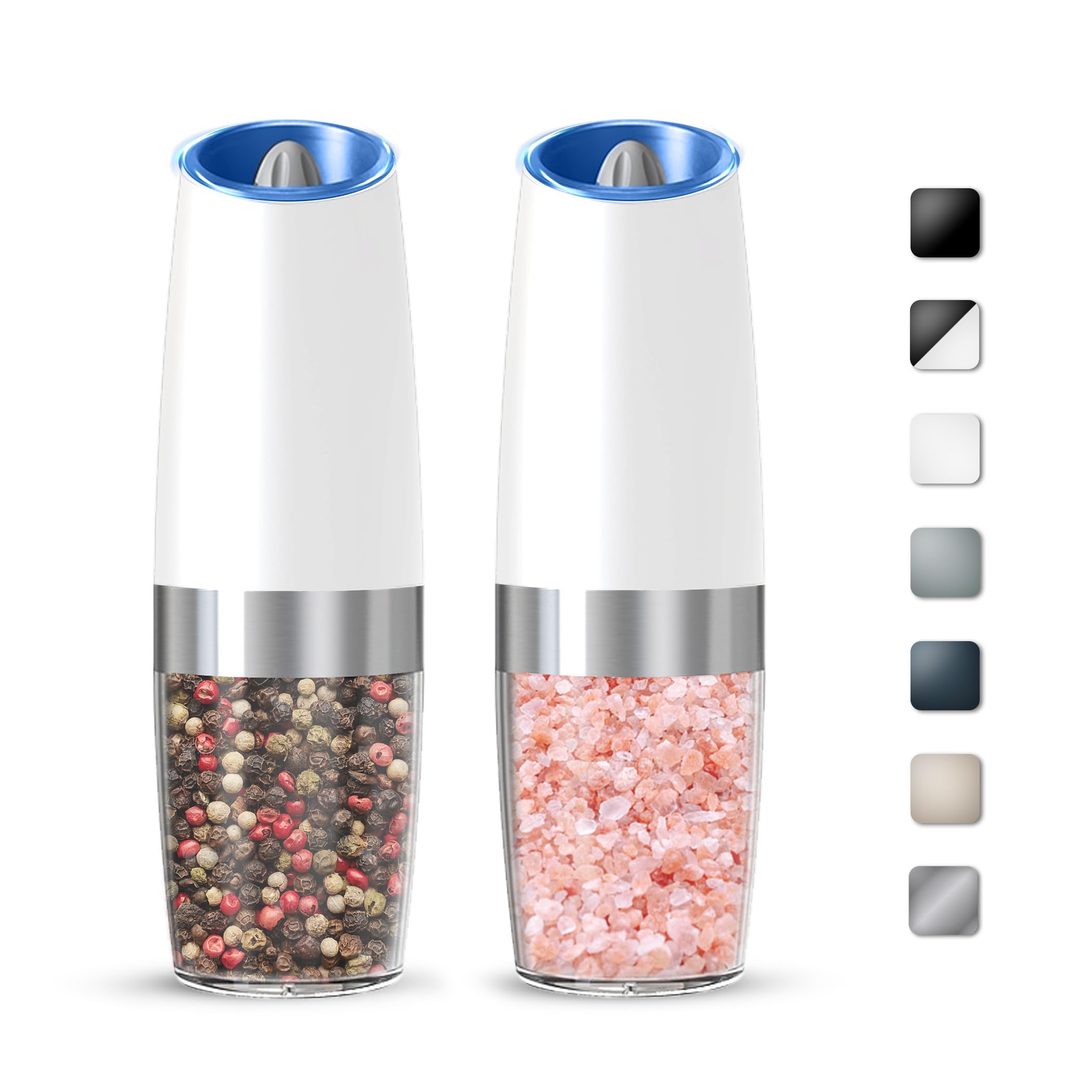 KIARYUOLL Rechargeable Electric Salt & Pepper Grinder Set - Adjustable Coarseness, LED Light - View #3