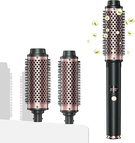 2in1 Negative Ion Thermal Brush -Heated Round Brush, Curling Iron 1 1/2 Inch& Cu