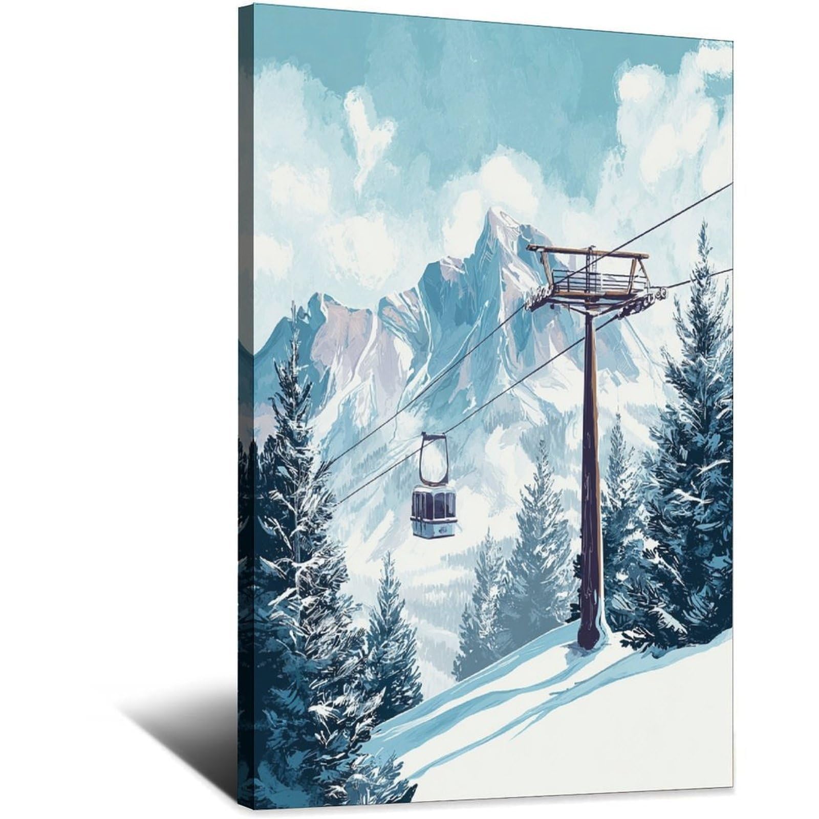 CFXNGA Verbier Switzerland Ski Posters 24x36inch(60x90cm) Vintage Watercolor Canvas Art